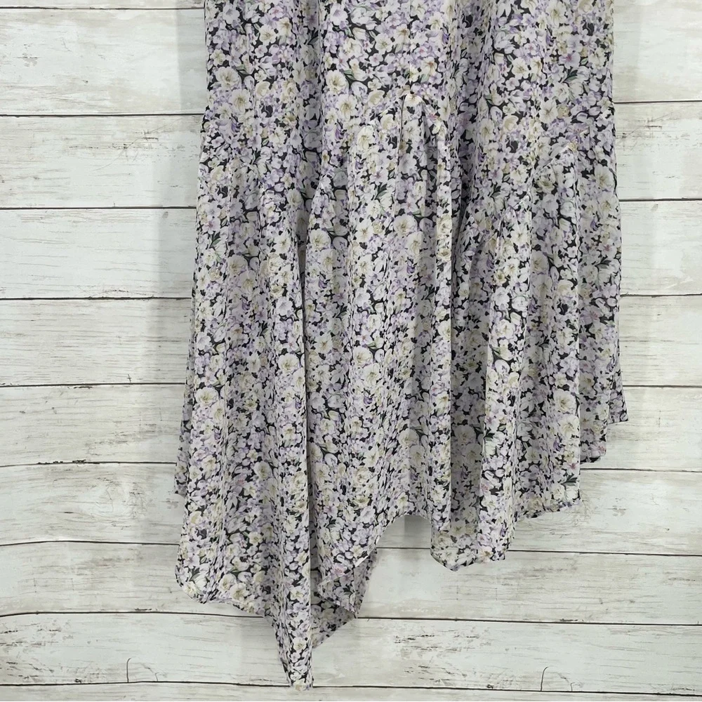 ASTR the label Micalela Floral Puff Sleeve Asymmetrical Midi Dress Size XS - Picture 11 of 16